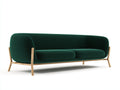 Gerades Sofa 210x82x78 cm aus Stoff und Holz in Dunkelgrün-Braun - moderner skandinavischer Stil mit 3 Sitzplätzen