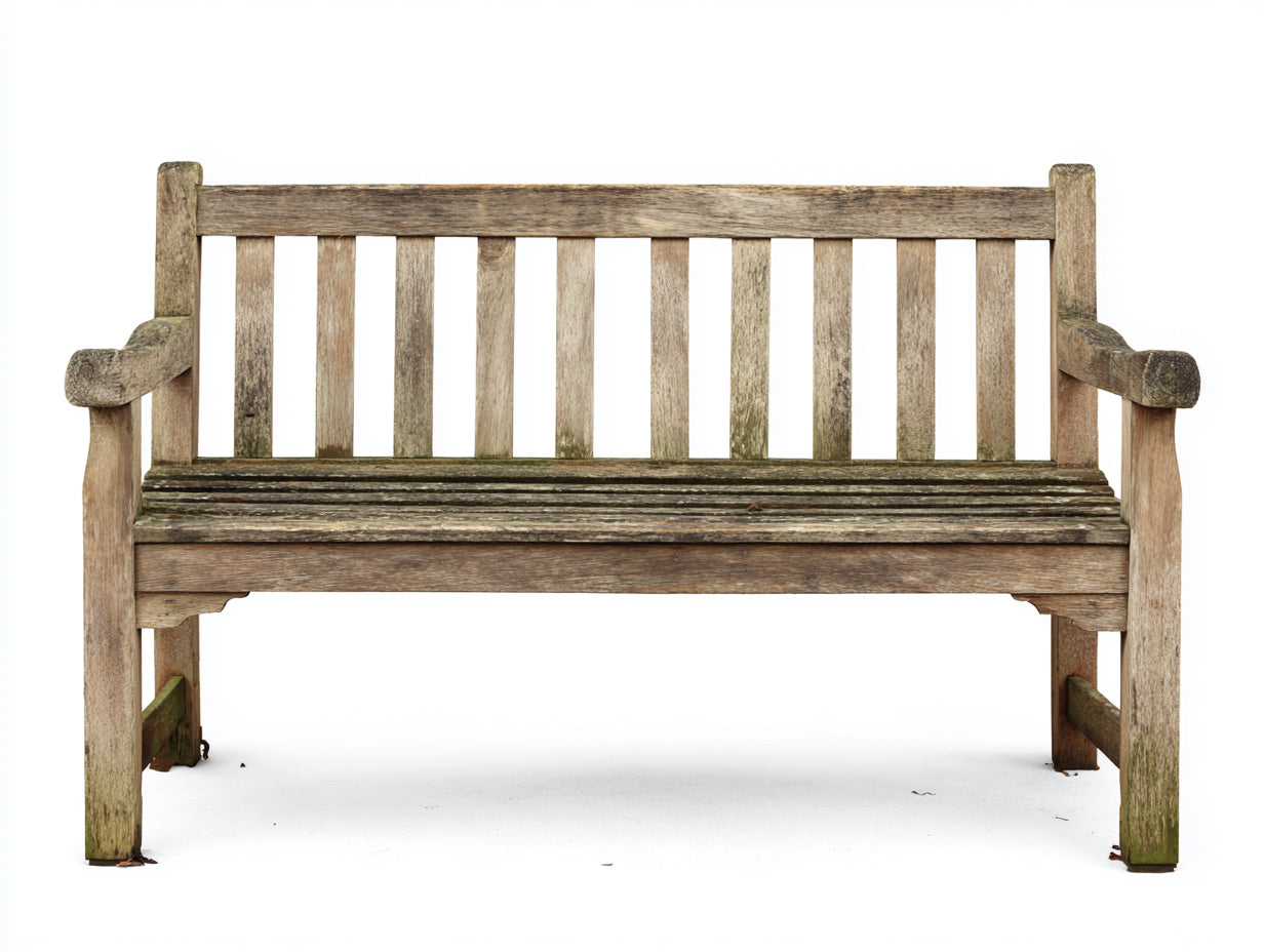 Gartenbank 155x60x90 cm - Holz in Natur-Grau - klassischer Outdoor-Stil mit Armlehnen