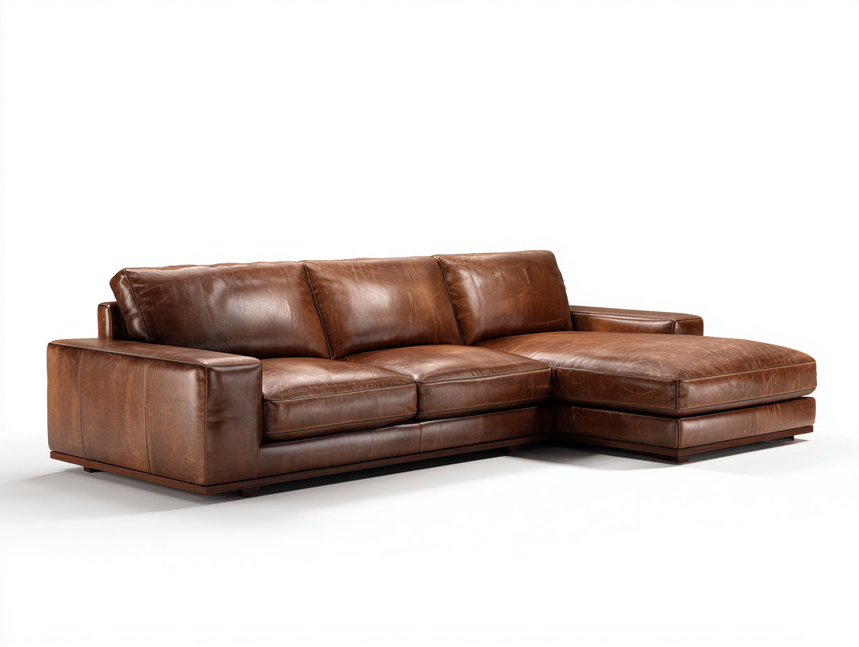 Ecksofa Leder 285x165x82 cm - Braun - Modernes Design für Wohnzimmer