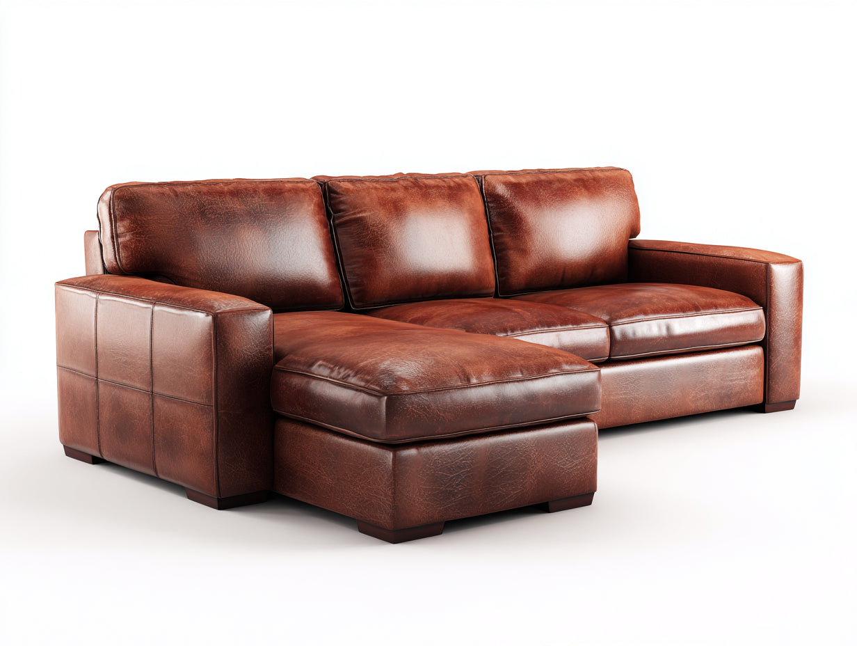 Ecksofa Leder 255x170x84 cm - Braun - modernes Wohnzimmerdesign