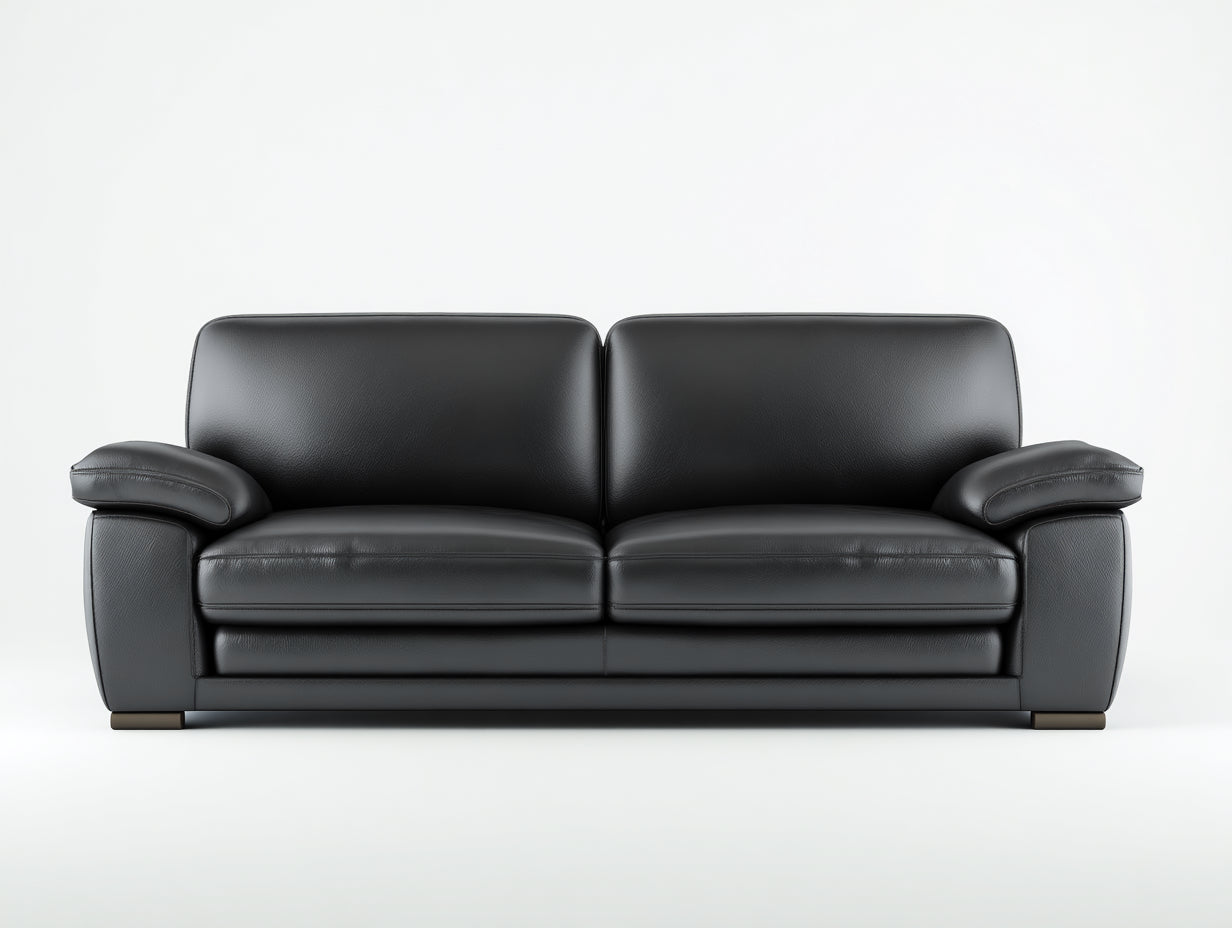 Gerades Sofa Leder 198x90x82 cm - Schwarz - modernes Wohnzimmerdesign