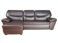 Ecksofa 245x165x90 cm aus Kunstleder in Braun - klassischer Wohnstil mit Ottomane