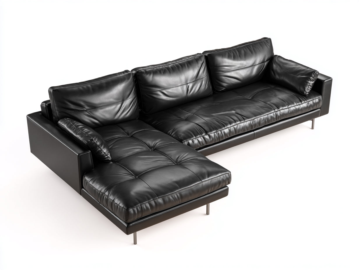 Ecksofa Kunstleder 280x170x85 cm - Schwarz - Modernes Lounge Design