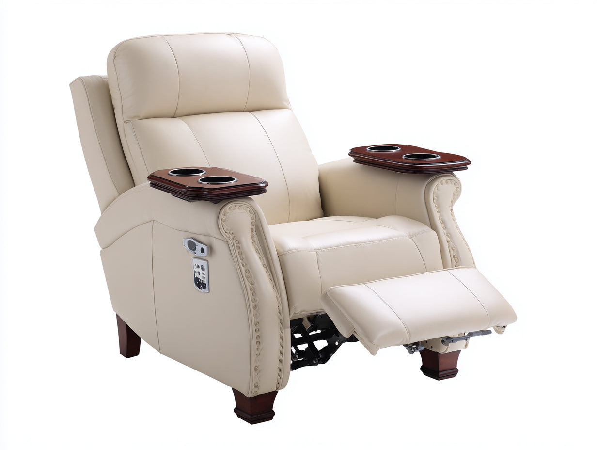 Liegesessel Kunstleder 92x95x106 cm - Creme-Dunkelbraun - Klassisches Design für Wohnzimmer