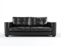 Gerades Sofa 210x88x82 cm - Kunstleder in Schwarz - modernes Design mit breiten Armlehnen