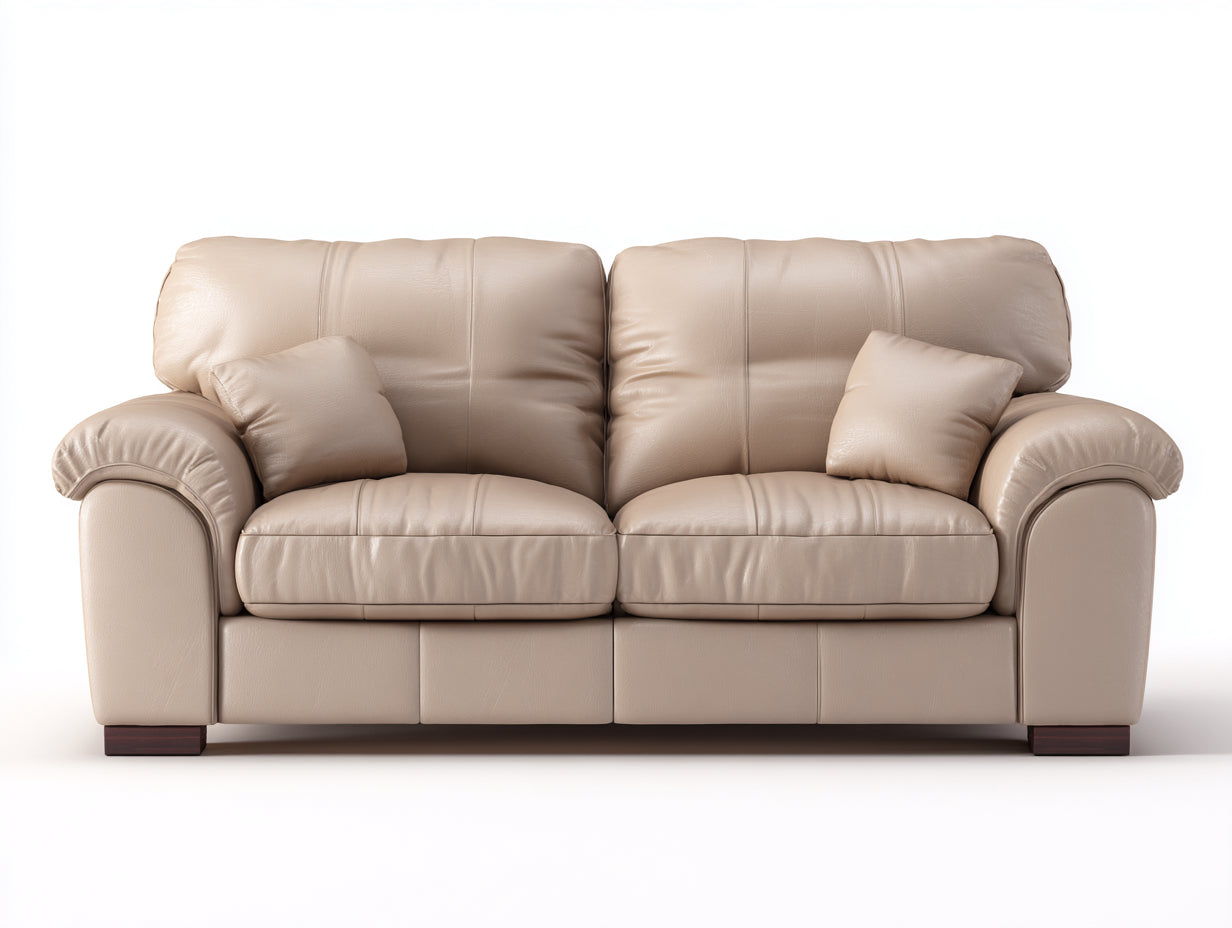Gerades Sofa 180x88x86 cm aus Kunstleder in Beige-Braun - klassischer Wohnstil mit 2 Sitzplätzen
