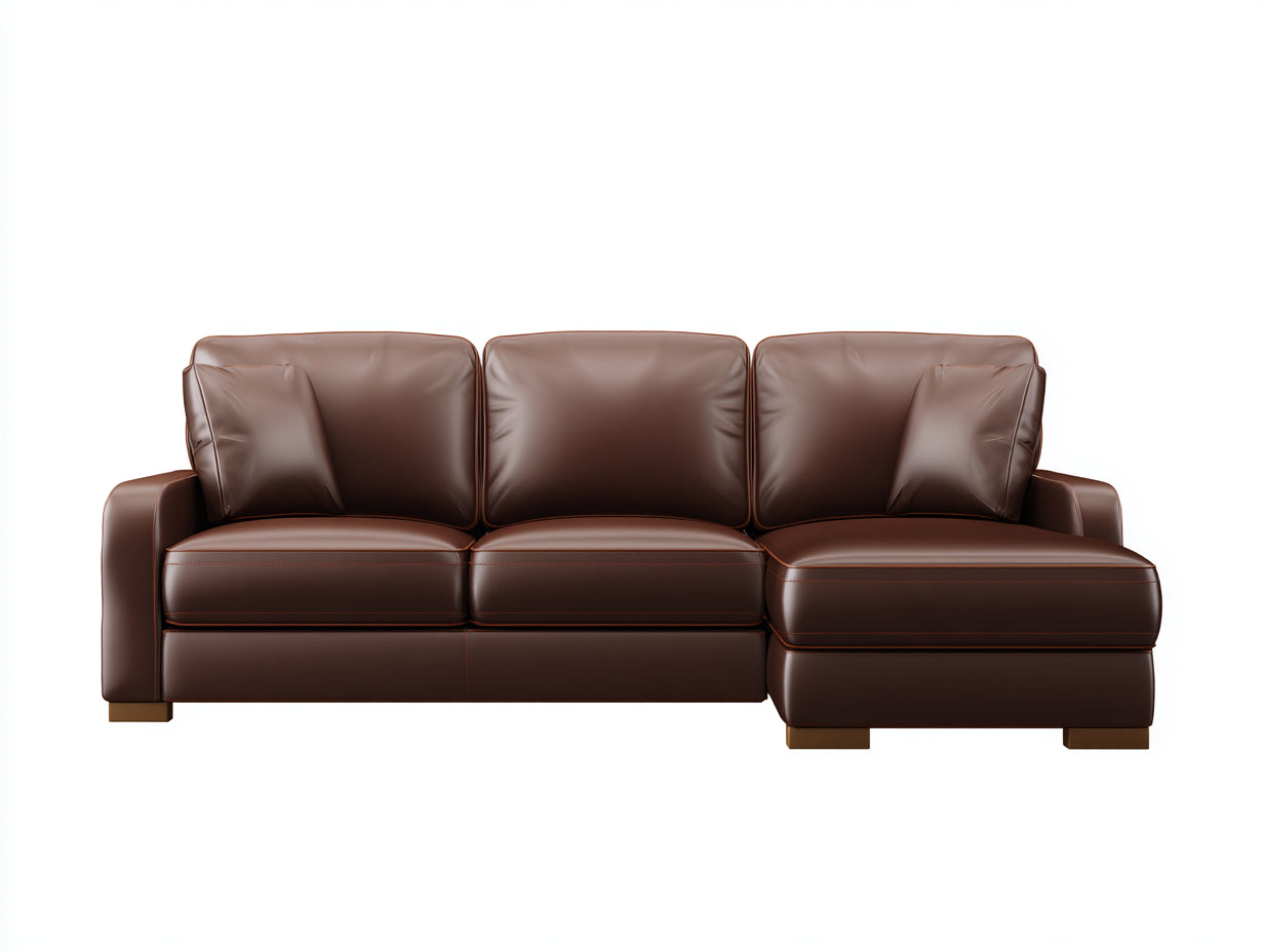 Ecksofa 260x160x85 cm - Kunstleder in Braun - modernes Design mit Recamiere