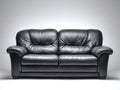 Gerades Sofa 170x88x86 cm aus Kunstleder in Schwarz - klassischer Wohnstil mit 2 Sitzplätzen