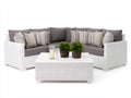 Gartensofa 240x240x78 cm aus Polyrattan in Weiß-Grau - moderner Outdoor-Stil mit Couchtisch