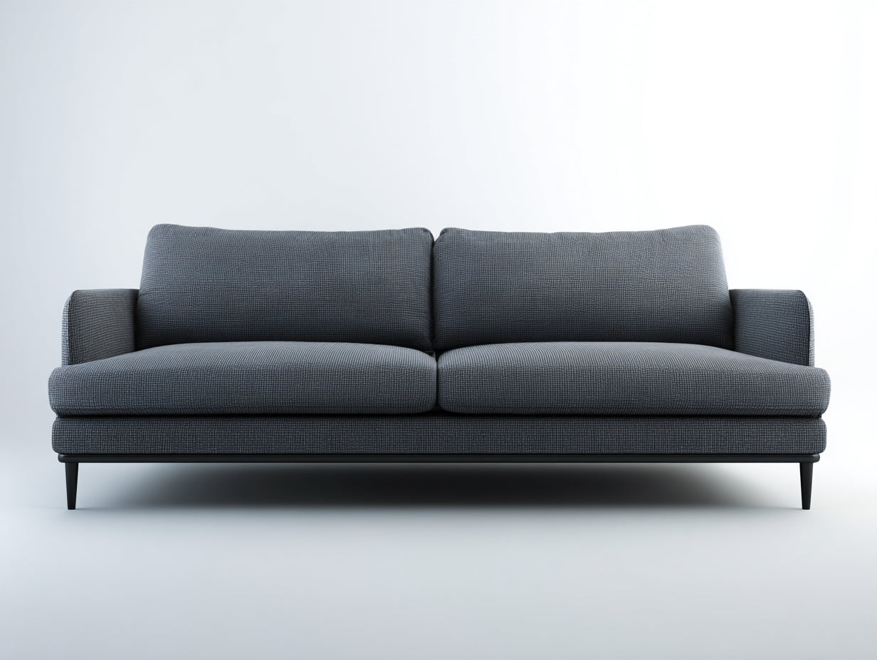 Gerades Sofa Stoff 225x86x78 cm - Dunkelgrau-Schwarz - Modernes Design für Wohnzimmer