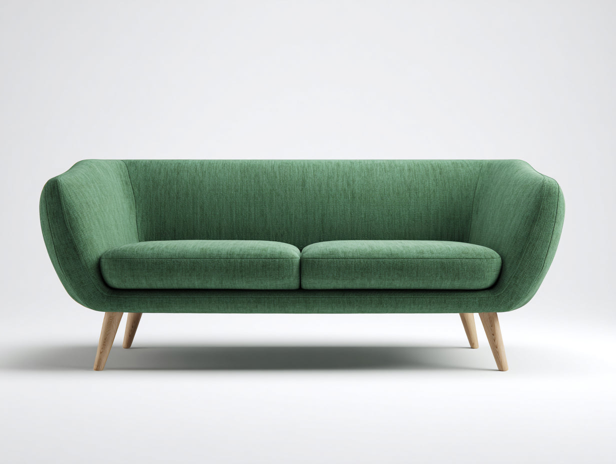 Gerades Sofa Stoff 190x82x78 cm - Grün-Naturholz - modernes Wohnzimmerdesign