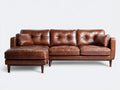 Ecksofa Leder 245x165x86 cm - Braun - klassisches Wohnzimmerdesign