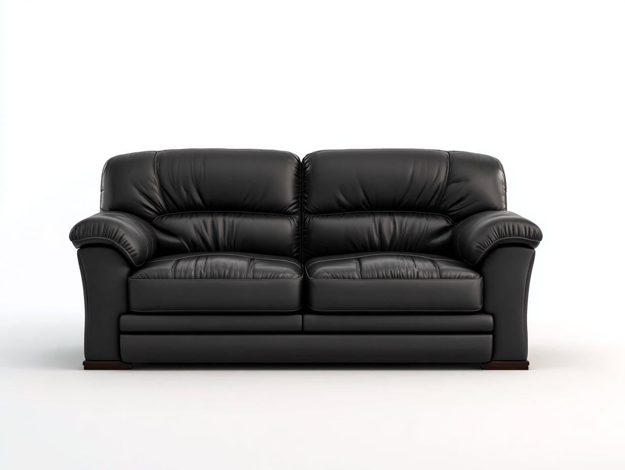 Gerades Sofa Leder 200x90x88 cm - Schwarz - Klassisches Design für Wohnzimmer