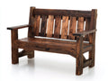 Gartenbank 150x62x90 cm - Holz in Dunkelbraun - rustikaler Outdoor-Stil mit Armlehnen