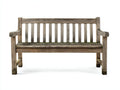 Gartenbank 140x58x88 cm aus Holz in Grau-Braun - rustikaler Gartenstil mit Armlehnen und Rückenlehne