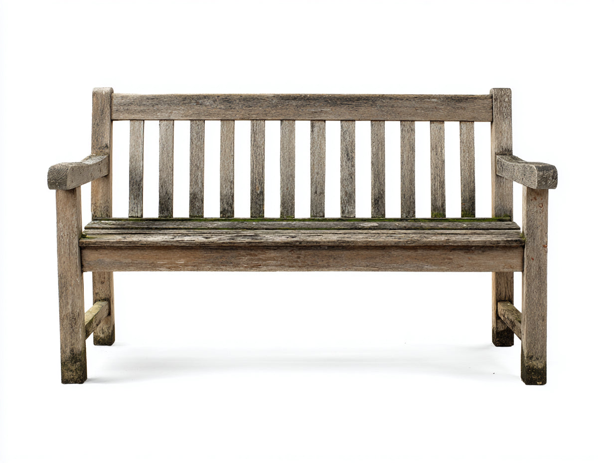 Gartenbank 140x58x88 cm aus Holz in Grau-Braun - rustikaler Gartenstil mit Armlehnen und Rückenlehne
