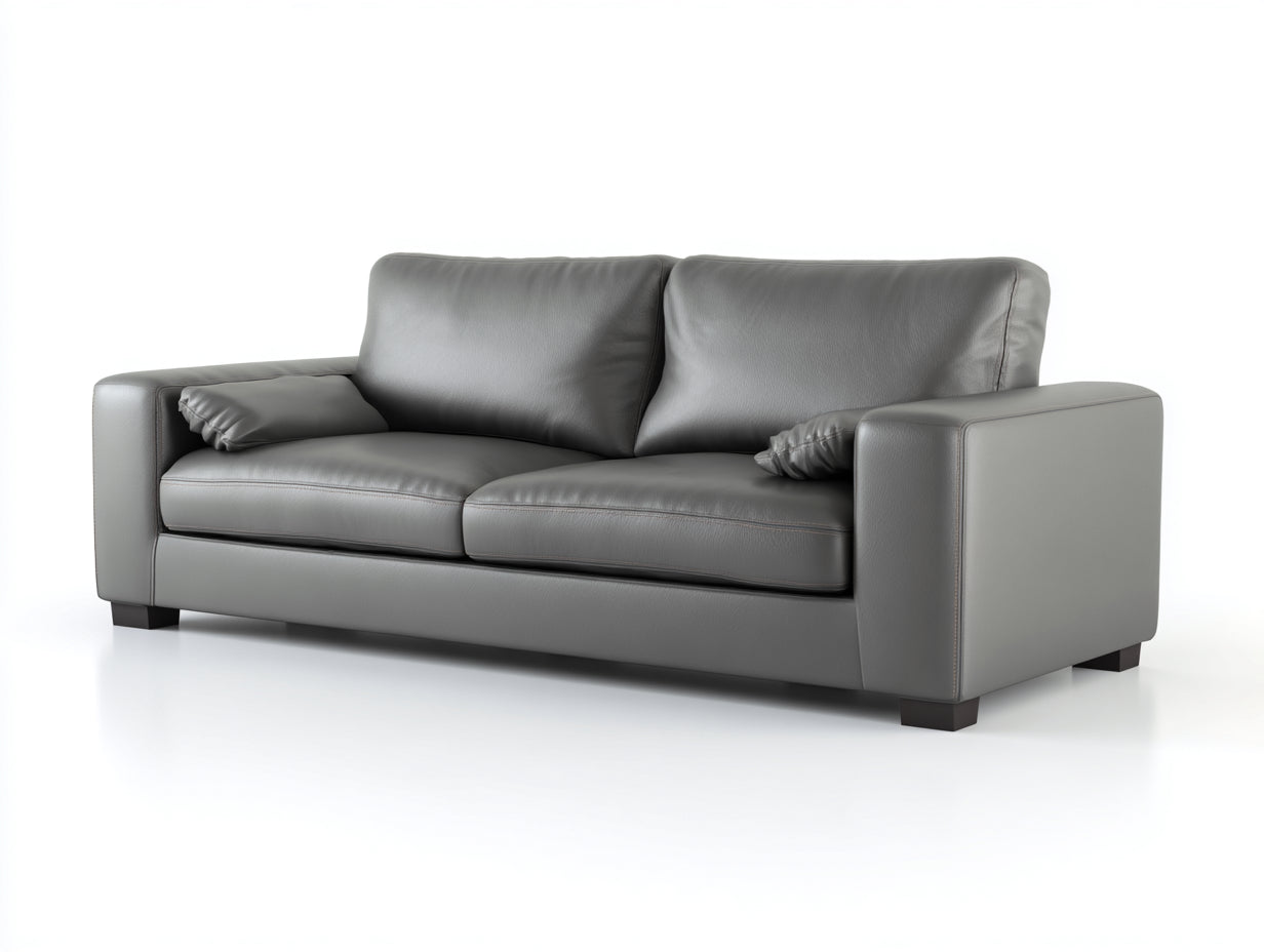 Gerades Sofa Leder 215x88x82 cm - Grau - Modernes Design für Wohnzimmer